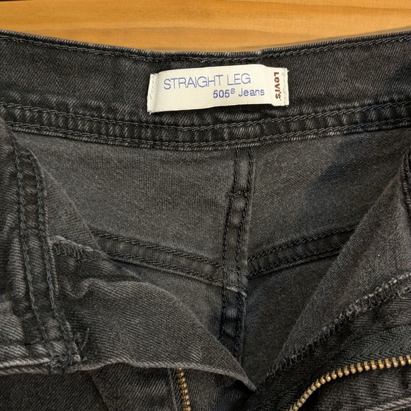 Levis Jeans 505 Straight Leg Womens Size 16 Black Stretch Denim (Fits 36x28) - Picture 7 of 8
